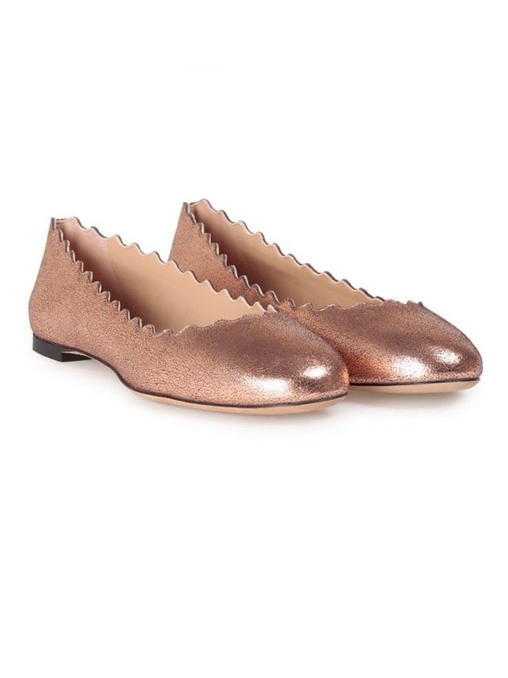 Chloe Pink Gold Scalloped “Lauren” Ballet Flats (Size 35.5 EU | 5.5 US)
